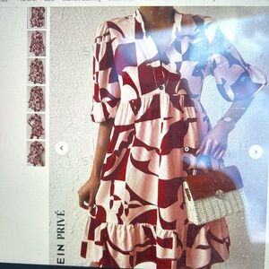 NEW***SHEIN Privé Women's All-Over Printed Lantern Sleeve Dress